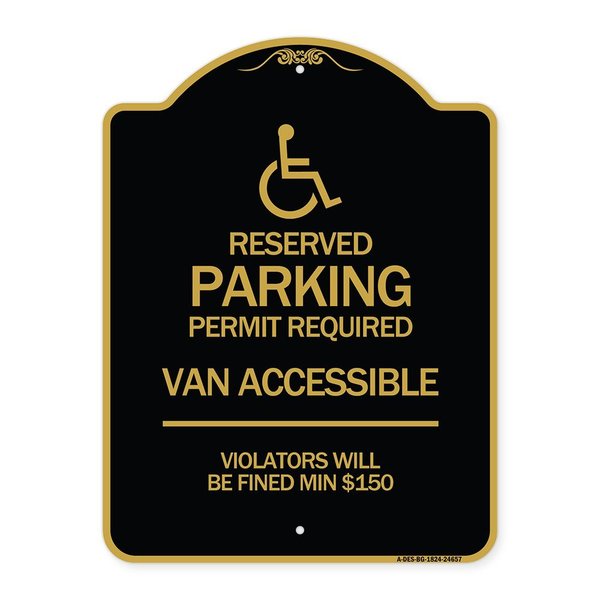 Signmission Connecticut Reserved Parking Permit Required Van Accessible Violators Will Be Fined M, BG-1824-24657 A-DES-BG-1824-24657